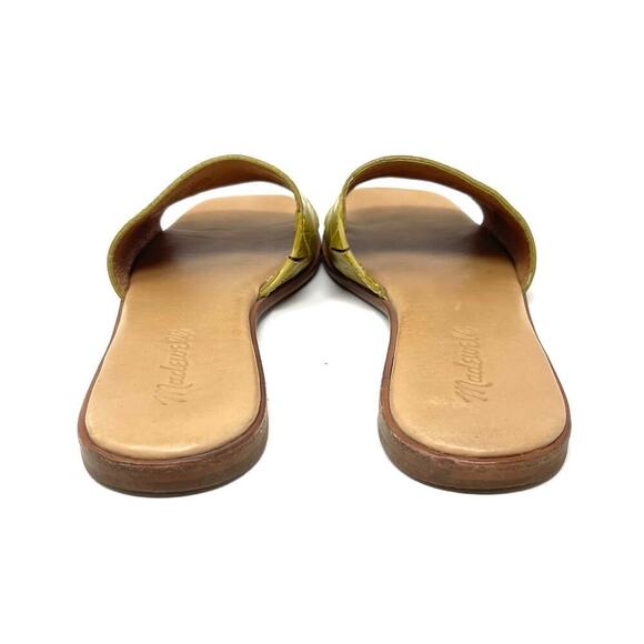 Madewell The Lianne Slide in Croc Embossed Leather - Yellow Green Tan - Size 5.5 - Picture 5 of 7